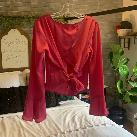 Mimi Chica Bell-Sleeve Cut-Out Tie Back Blouse - Picture 7 of 8